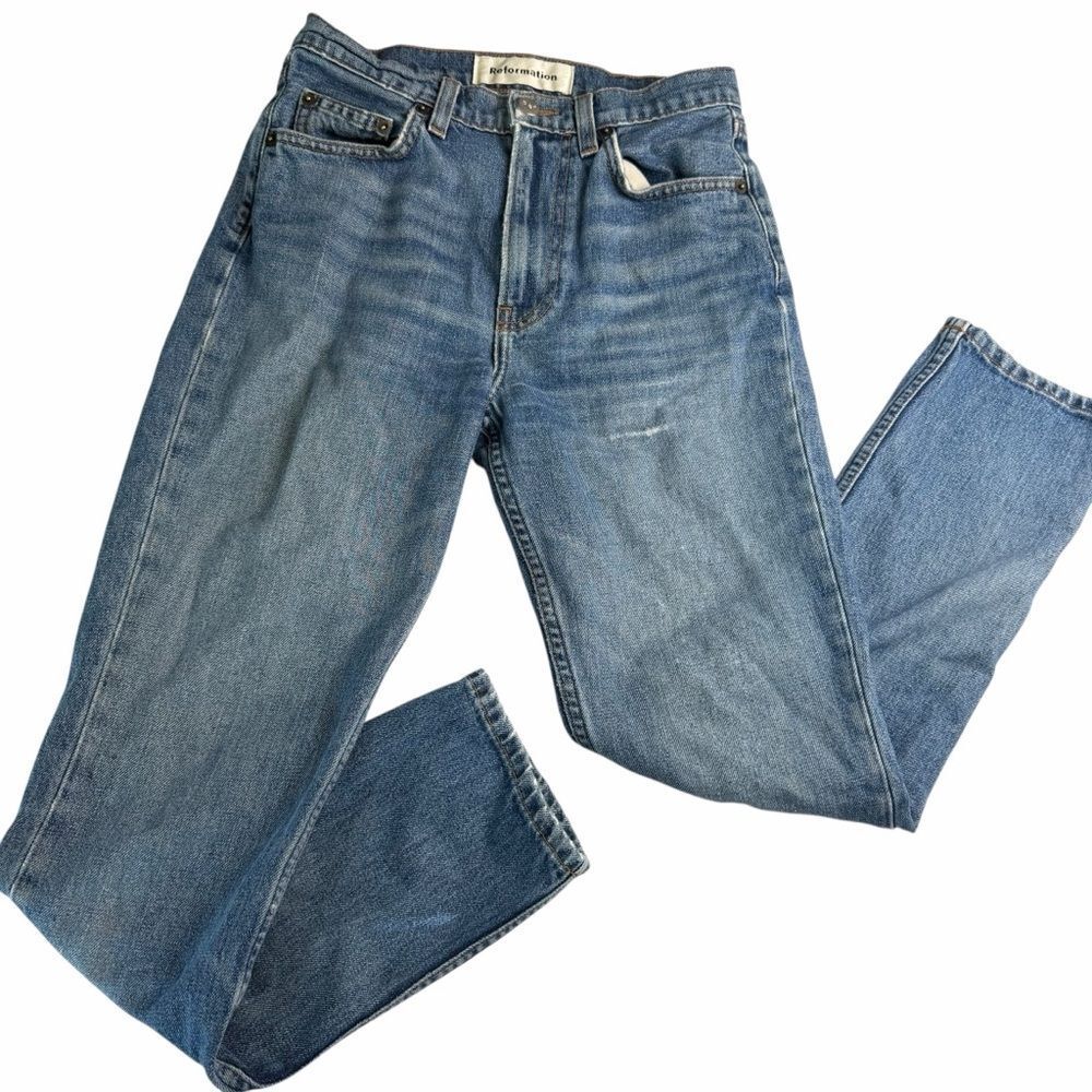 Reformation Julia High waisted Cigarette Jeans Baltic blue size 24 - Picture 2 of 9